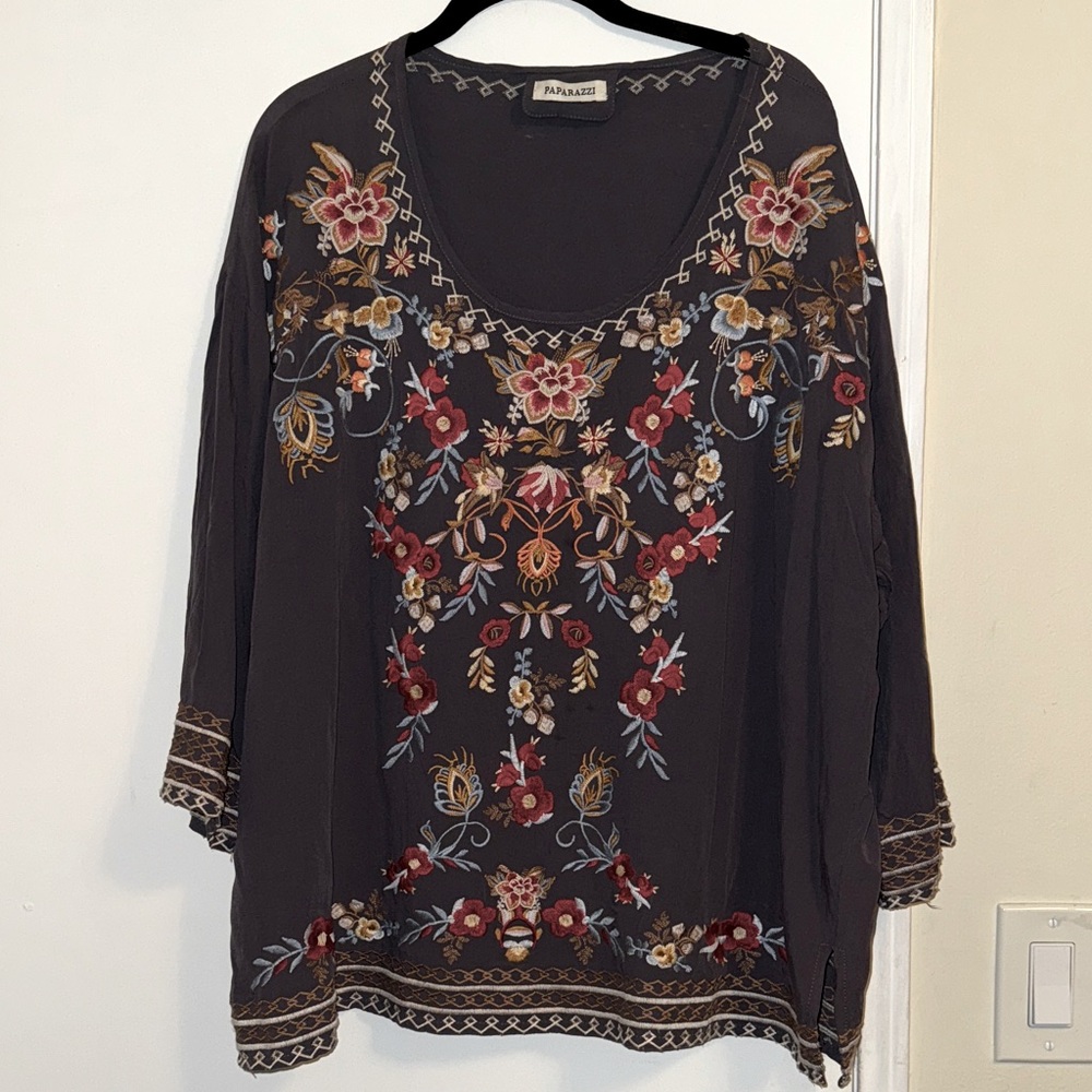 Paparazzi Floral Embroidered Top